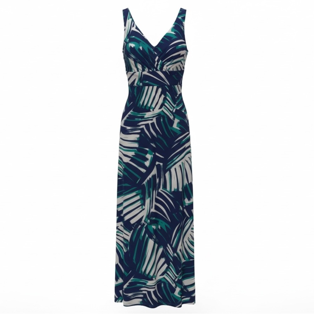 Chaps Blue and Green Patterned Dress